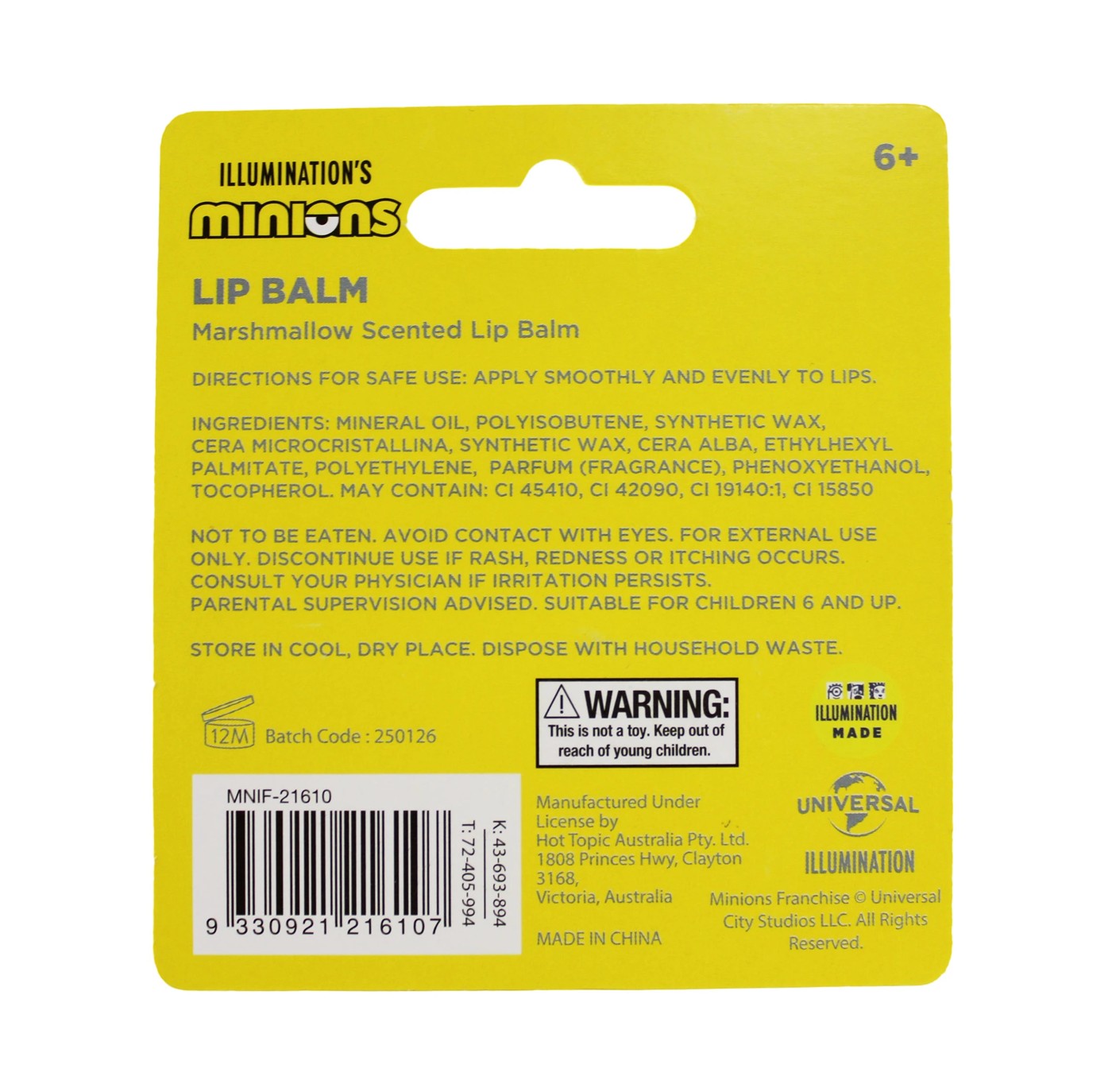 Illumination's Minions Bob & Tim Lip Balm - Marshmallow Scented 4 of 4