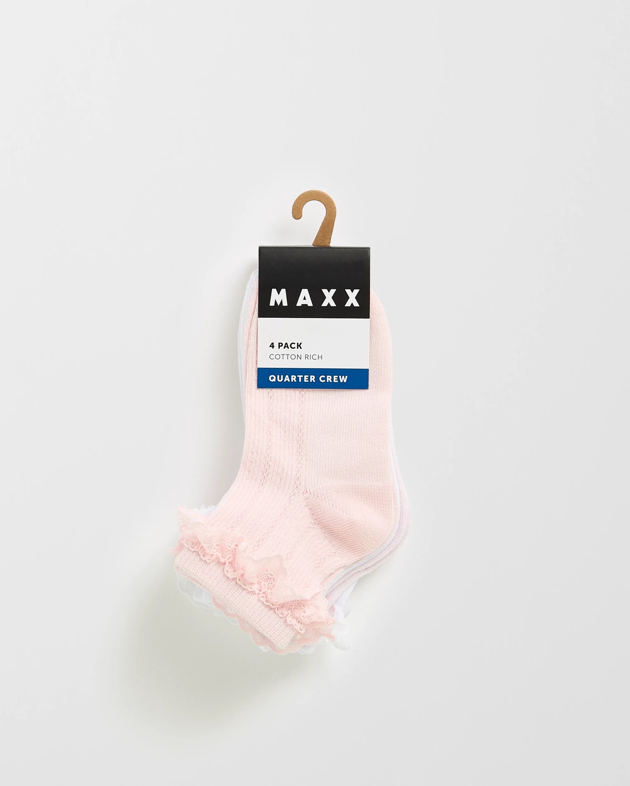 Maxx Australian Cotton Blend 4 Pack Girls Quarter Crew Socks 3 of 3