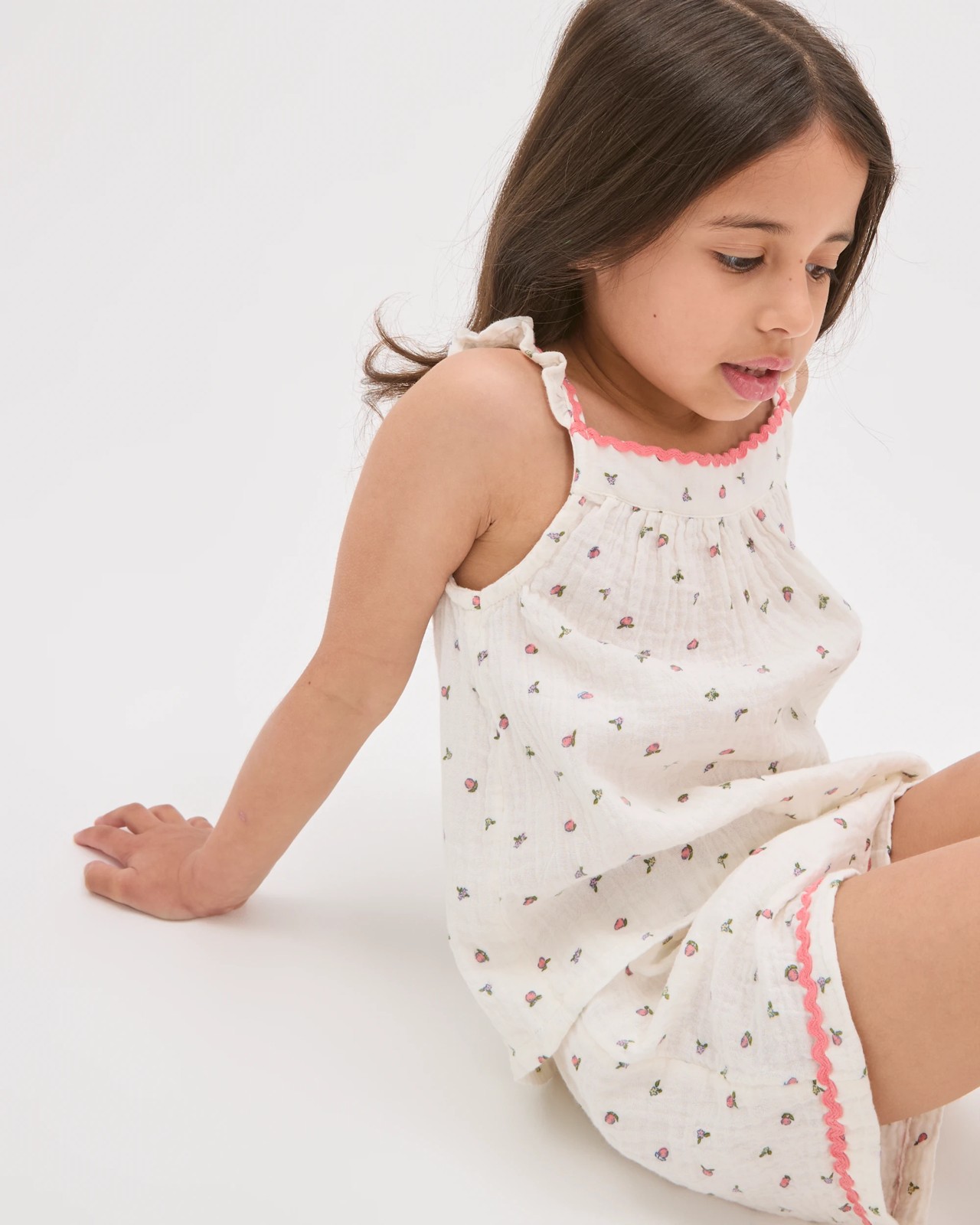 Australian Cotton Younger Girls Cami Woven Pyjama Set - Cream Fruit 4 of 6