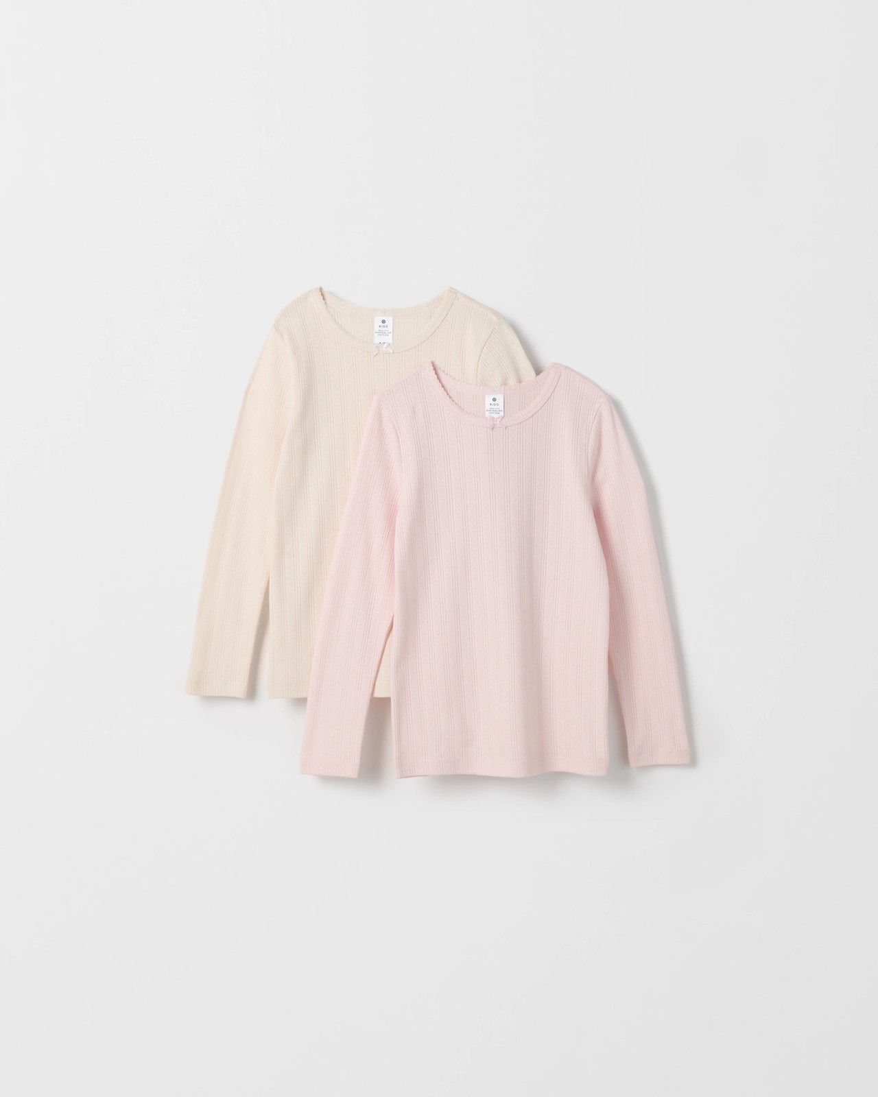 Maxx Australian Cotton 2 Pack Girls Pointelle Thermal Top 4 of 4