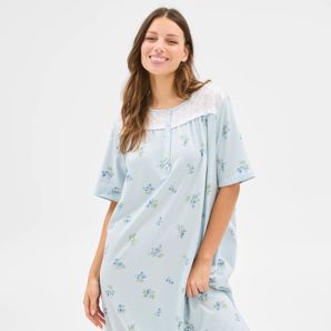 Australian Cotton Womens Short Sleeve Traditional Sleep Nightie