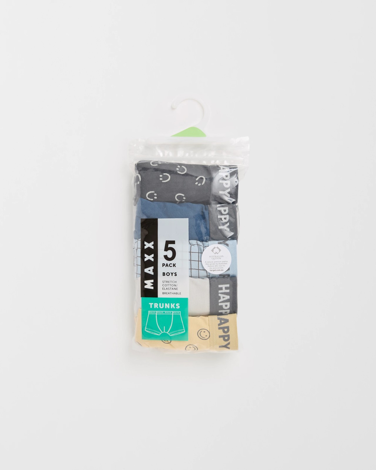 Maxx Australian Cotton 5 Pack Younger Boys Trunks 2 of 2