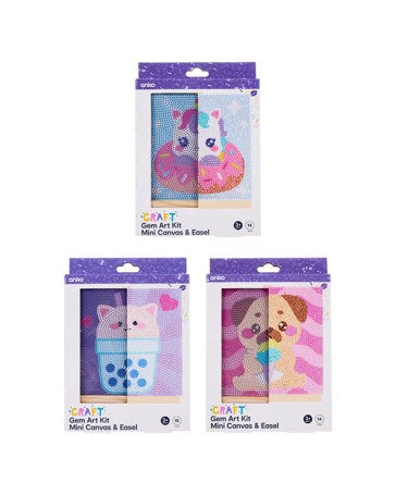Anko Gem Art Kit Mini Canvas and Easel - Assorted