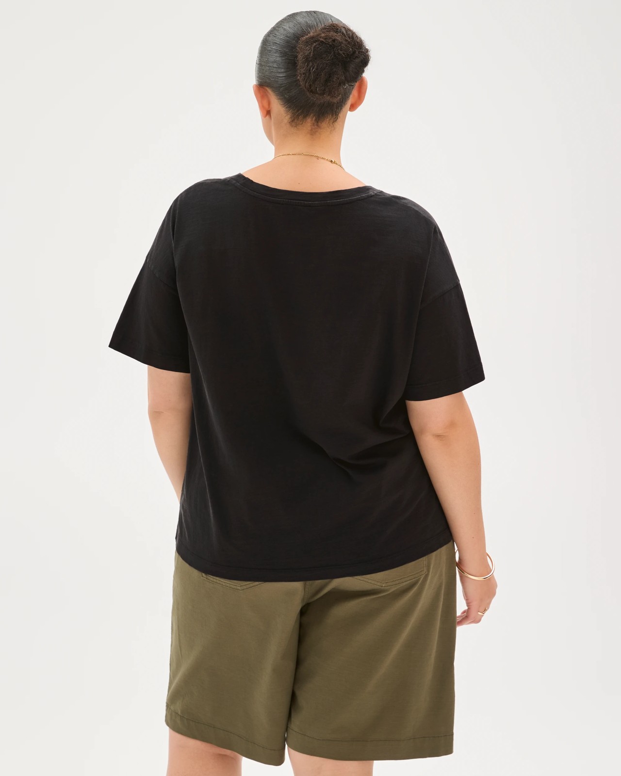 Plus Size Australian Cotton Slub Boxy T-Shirt - Black 6 of 6