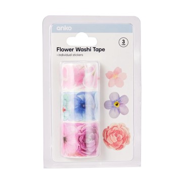 3 Pack Flower Washi Tape - Anko