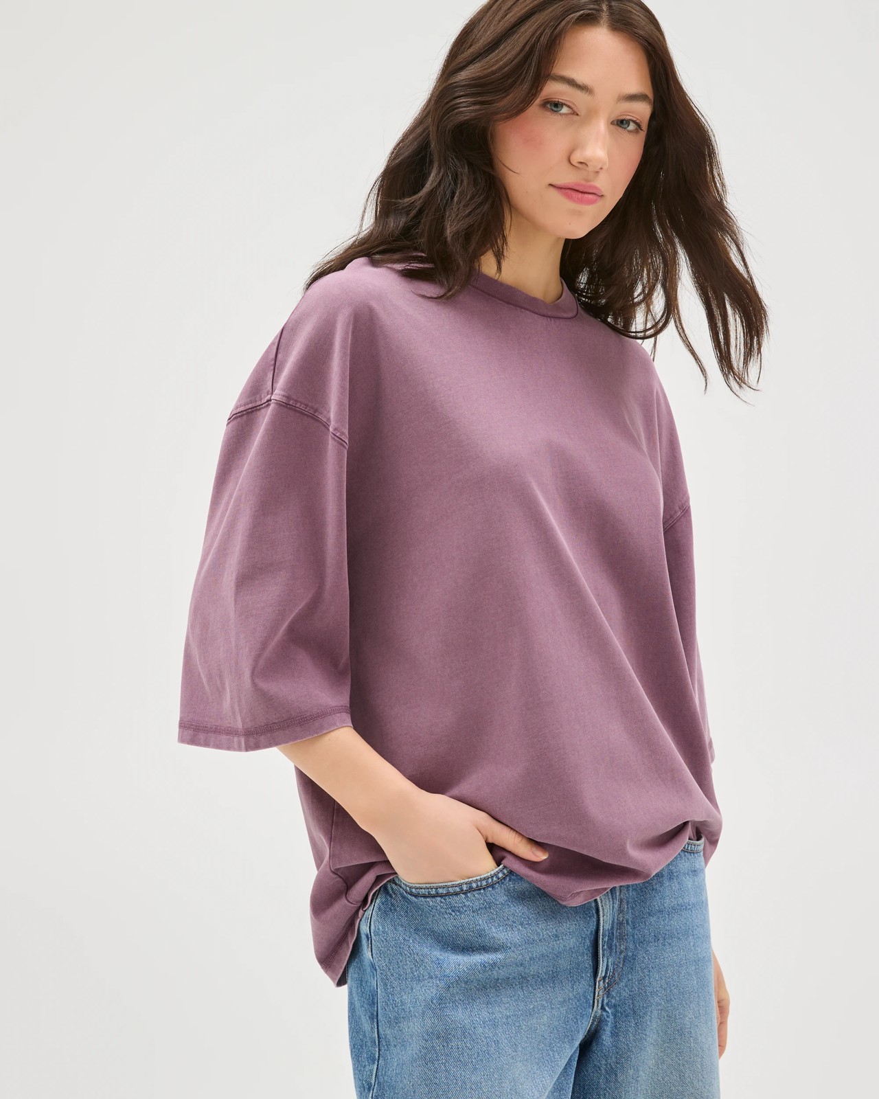 Lily Loves Australian Cotton Oversized T-Shirt - Lilac Ash 4 of 5