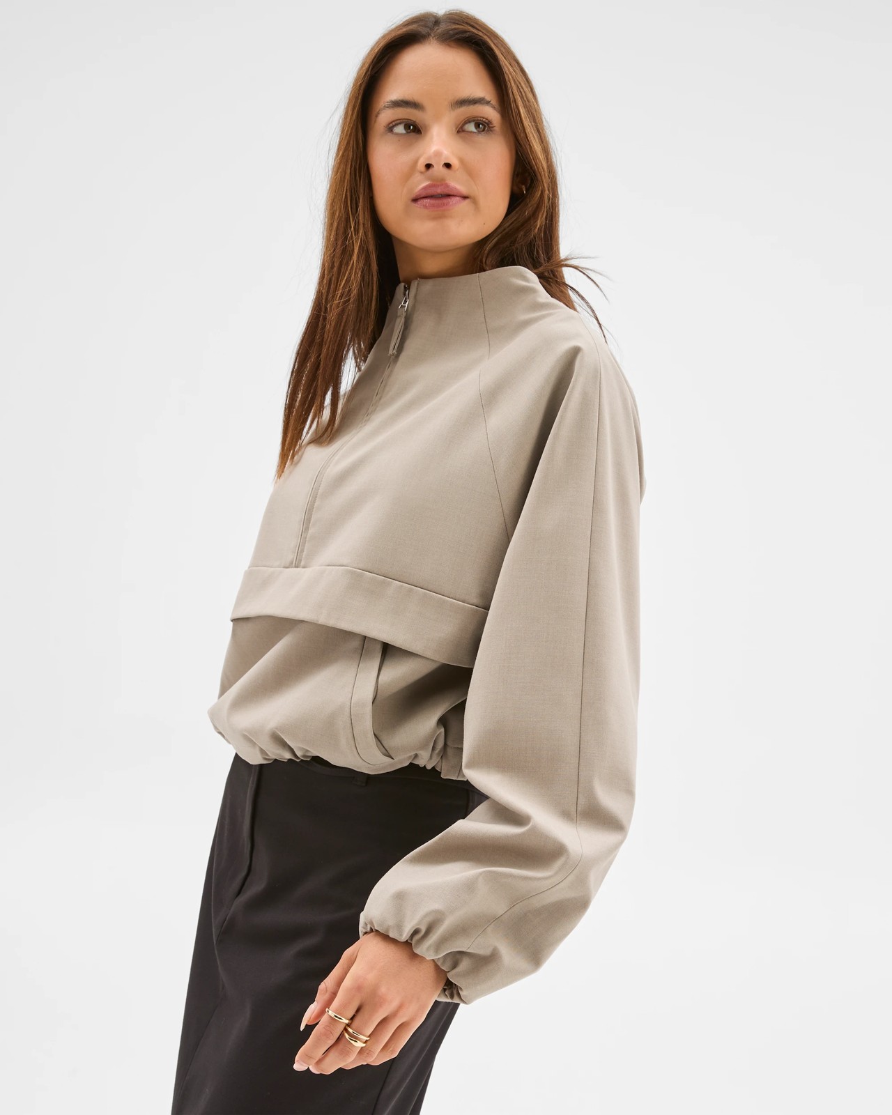 Lily Loves Tailored 1/4 Zip Jacket - Light Khaki 4 of 6