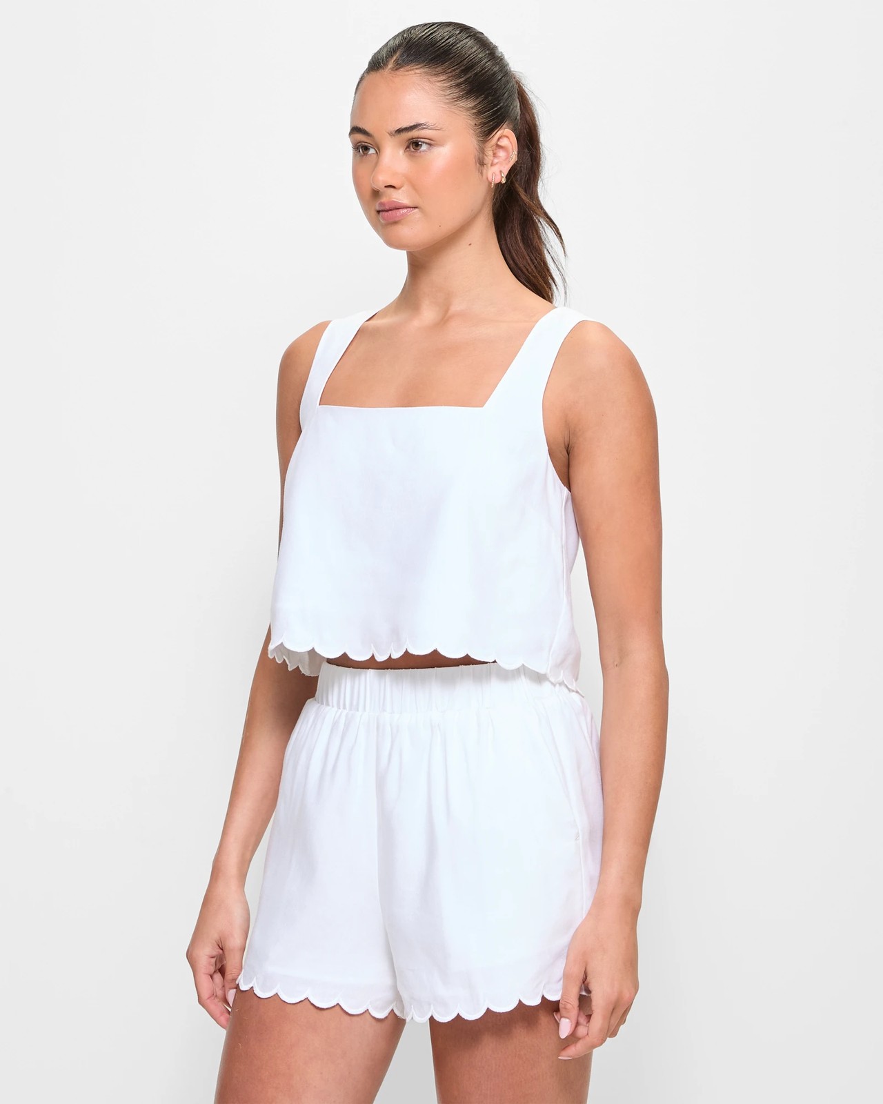 Linen Blend Scallop Hem Top - Lily Loves 3 of 5