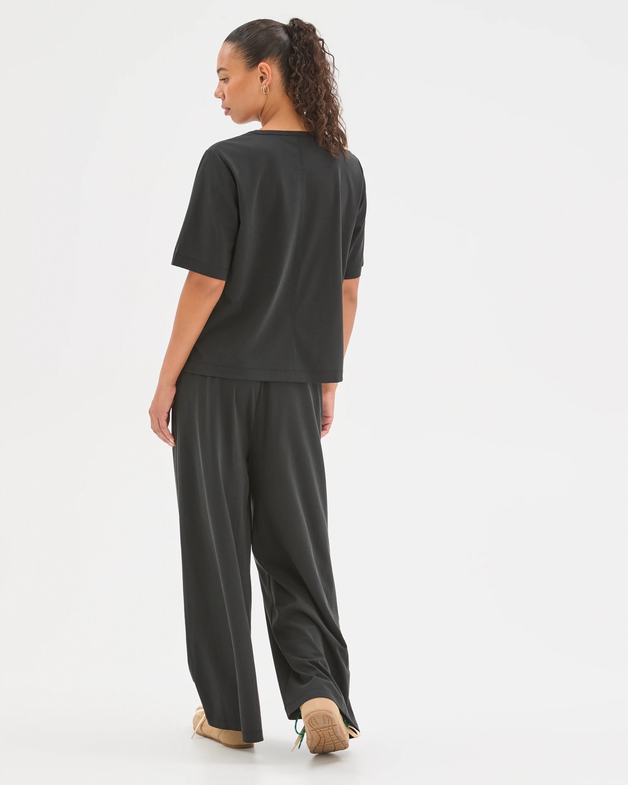 Relaxed Wide Leg Drape Pants - Washed Black 6 of 6