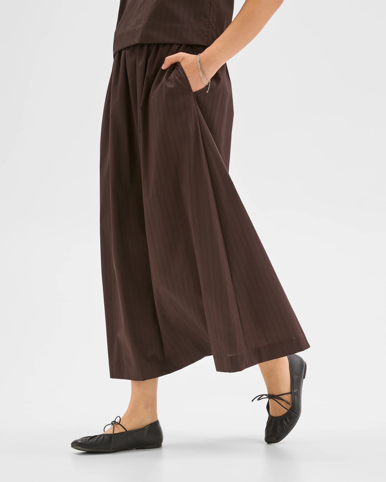 Preview Australian Cotton Elasticated Waist Skirt - Chocolate Stripe 4 of 6