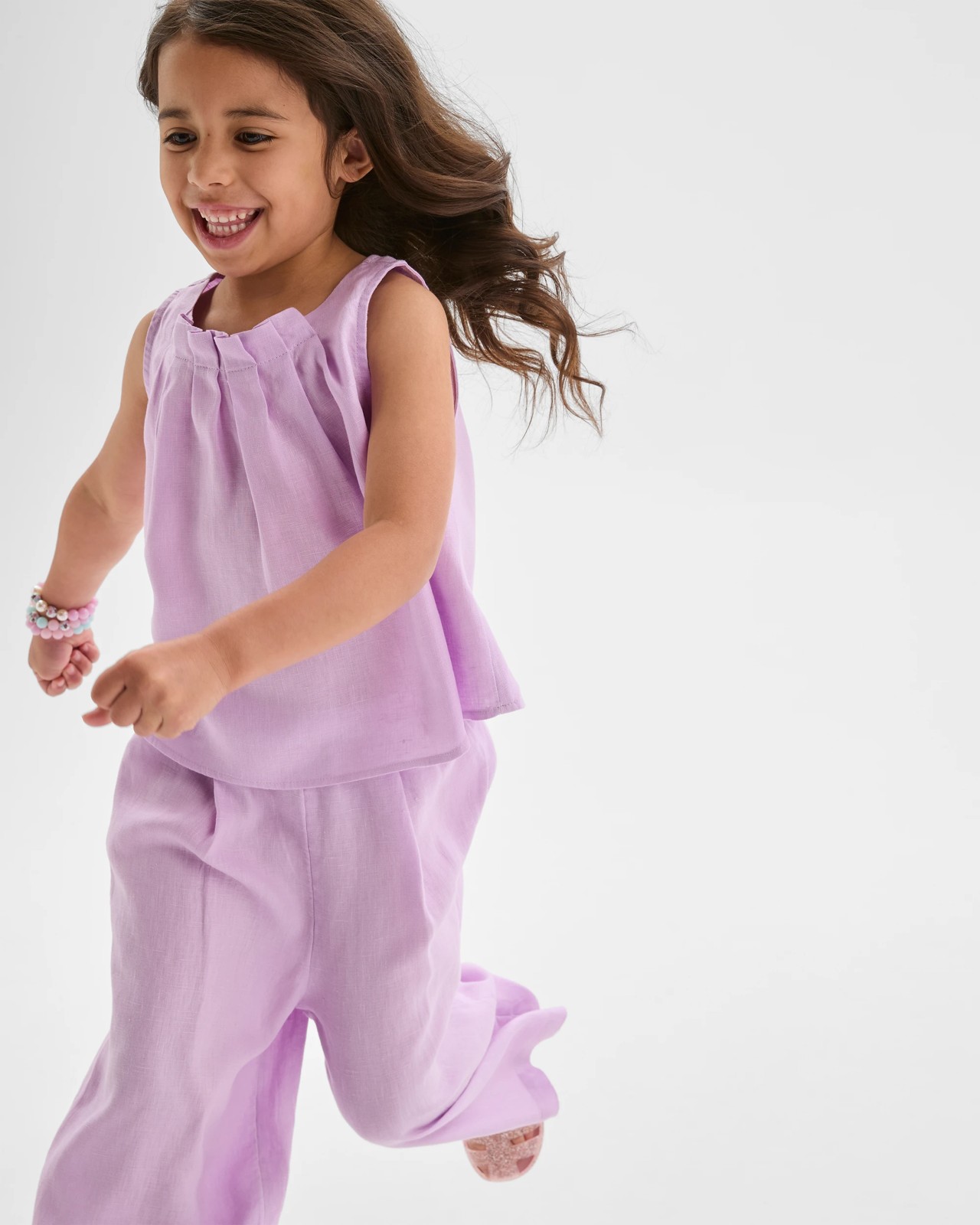 European Linen Co-ord Tank Top - Purple 3 of 6