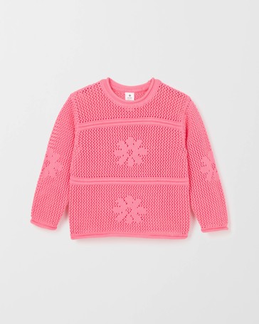Australian Cotton Floral Crochet Knit Jumper