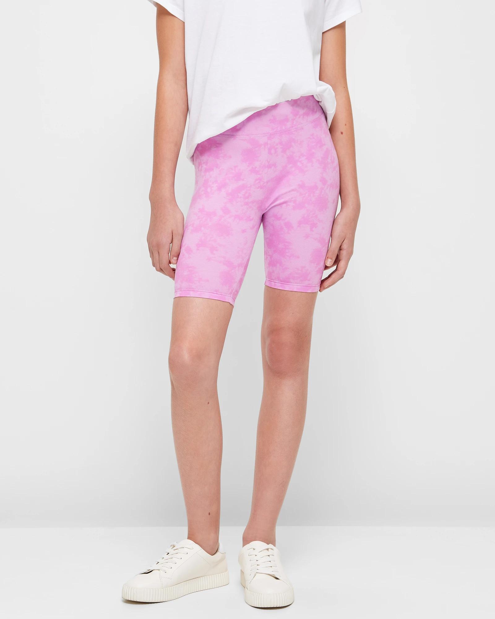 Bright Pink Acid Wash Cycling Shorts