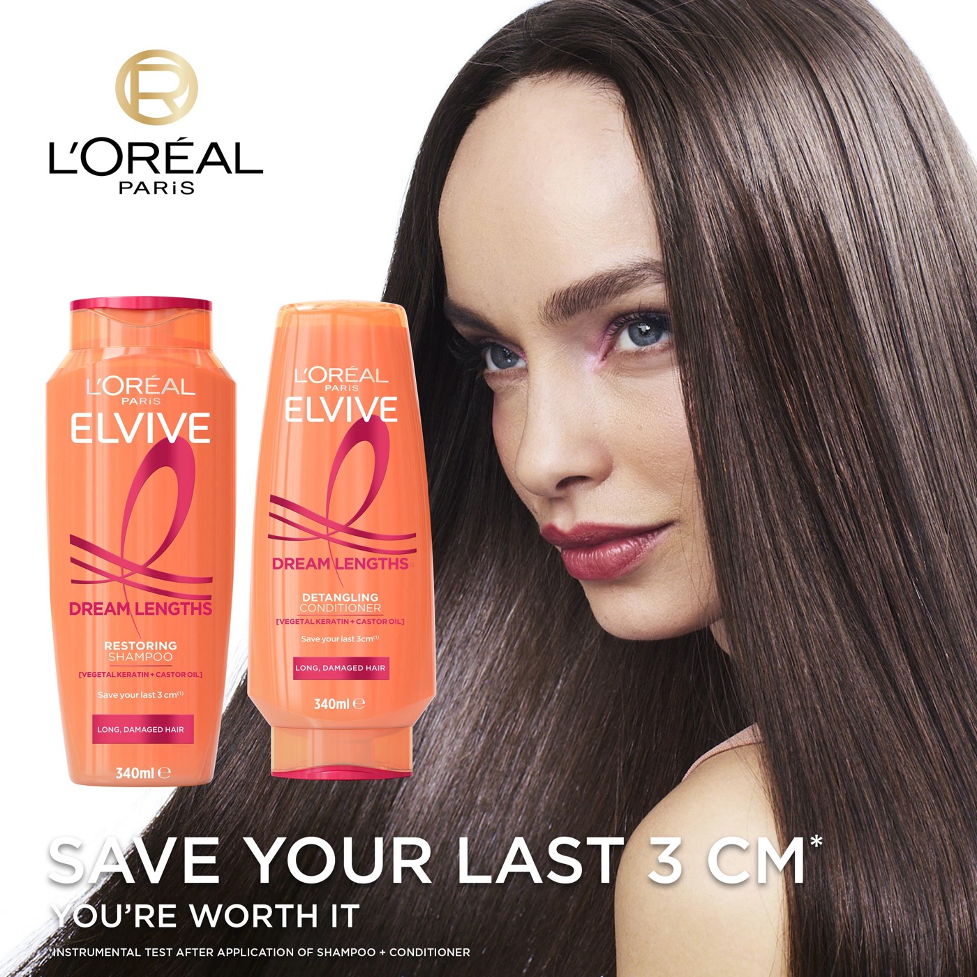 L'Oreal Paris Elvive Dream Lengths Detangling Conditioner 340ml - Vegetal Keratin and Castor Oil 3 of 5