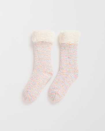 Pom Pom Sherpa Lined Crew Home Socks