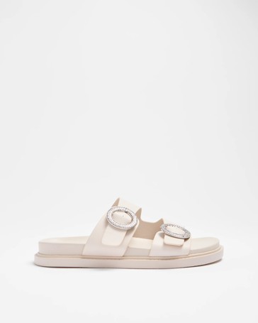 Womens Double Strap Glamour Buckle Strap Sandal - Audrey