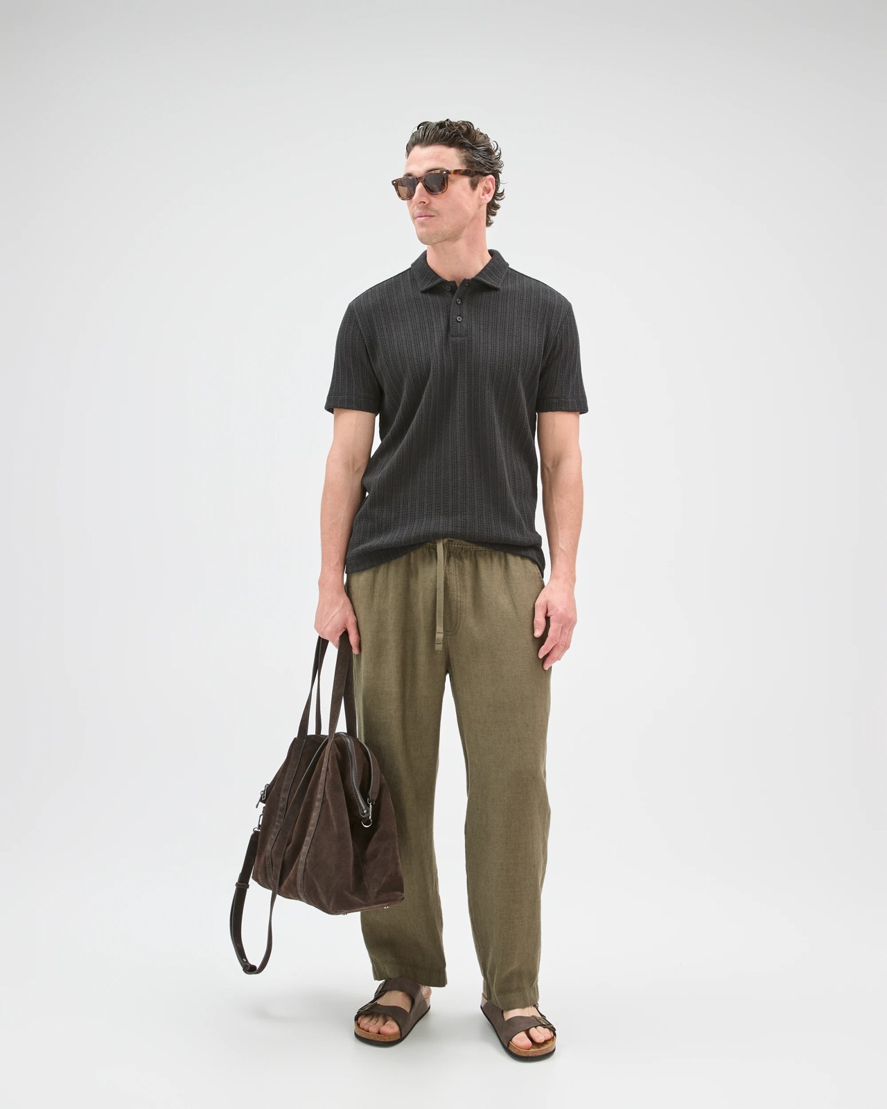 European Linen Wide Leg Pants - Dusty Olive 2 of 6