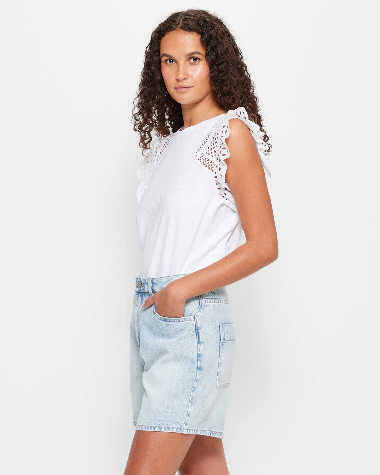 Broderie Frill Sleeve Top 3 of 5