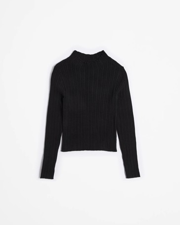 Long Sleeve Rib Mock Neck Knit