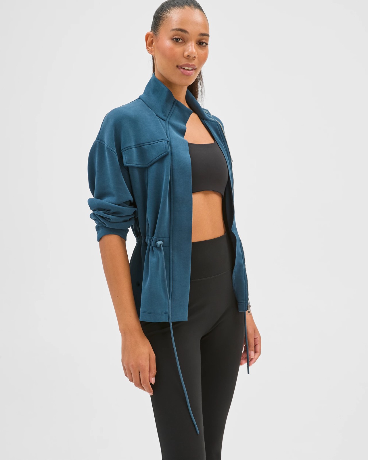 Active Funnel Neck Zip Through Jacket - Petrol 4 of 5
