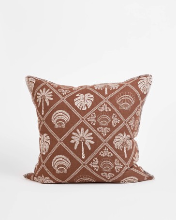 Alexandra Jacquard Palm Cotton European Pillowcase - Tiramisu