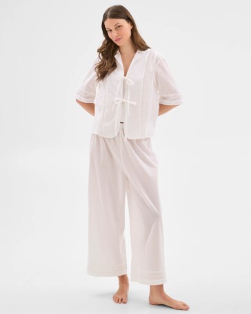 Australian Cotton Broderie Top and Pants Pyjama Set