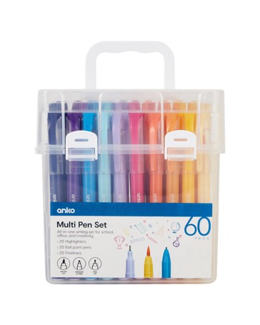 Anko 60 Pack Multi Pack Pen Set