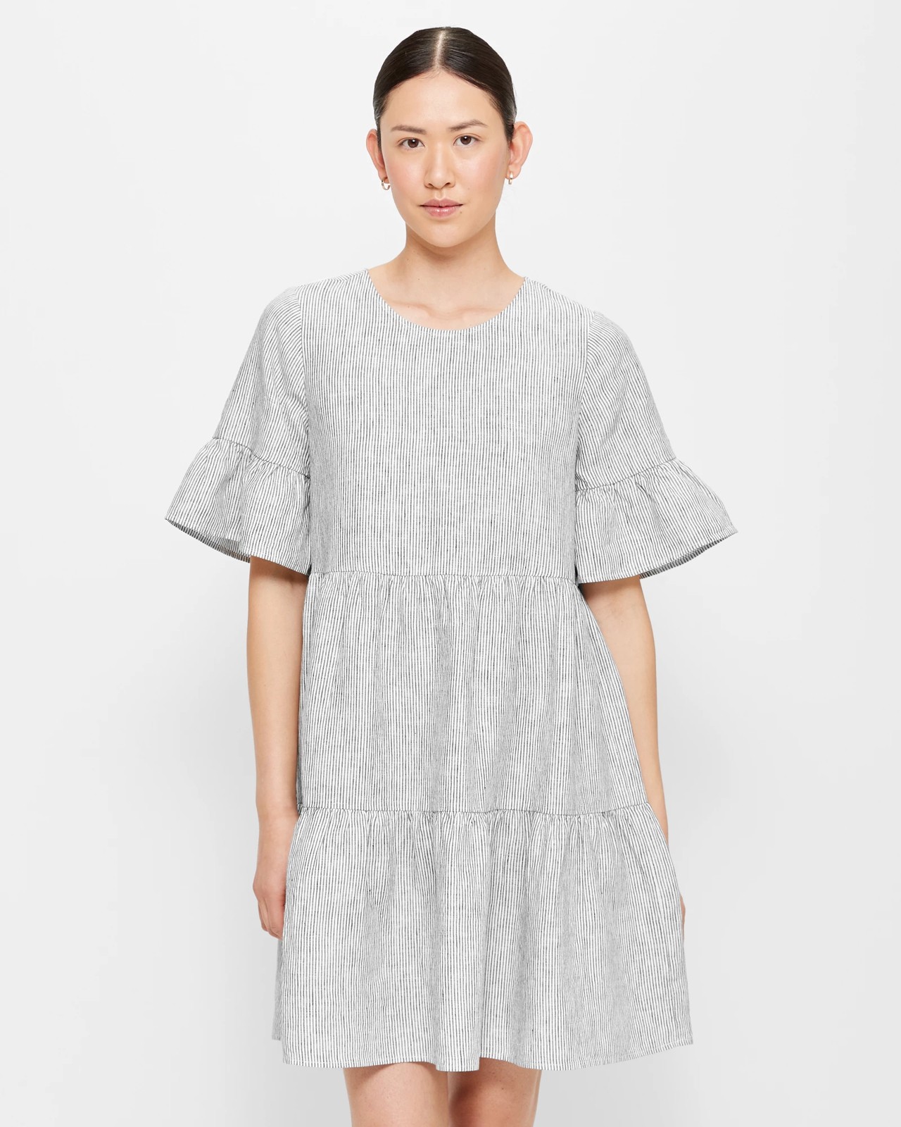 European Linen Tiered Mini Dress | Target Australia