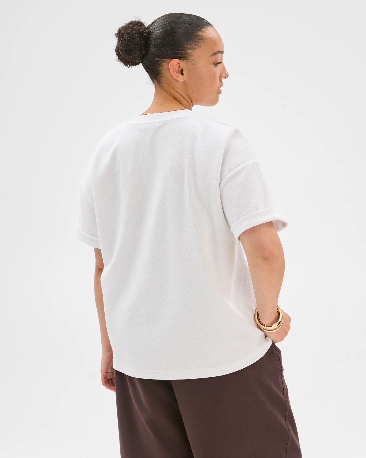 Plus Size Turnback Cuff Boxy T-Shirt - White 6 of 6