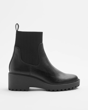 Womens Rib Heeled Boot - Bristol