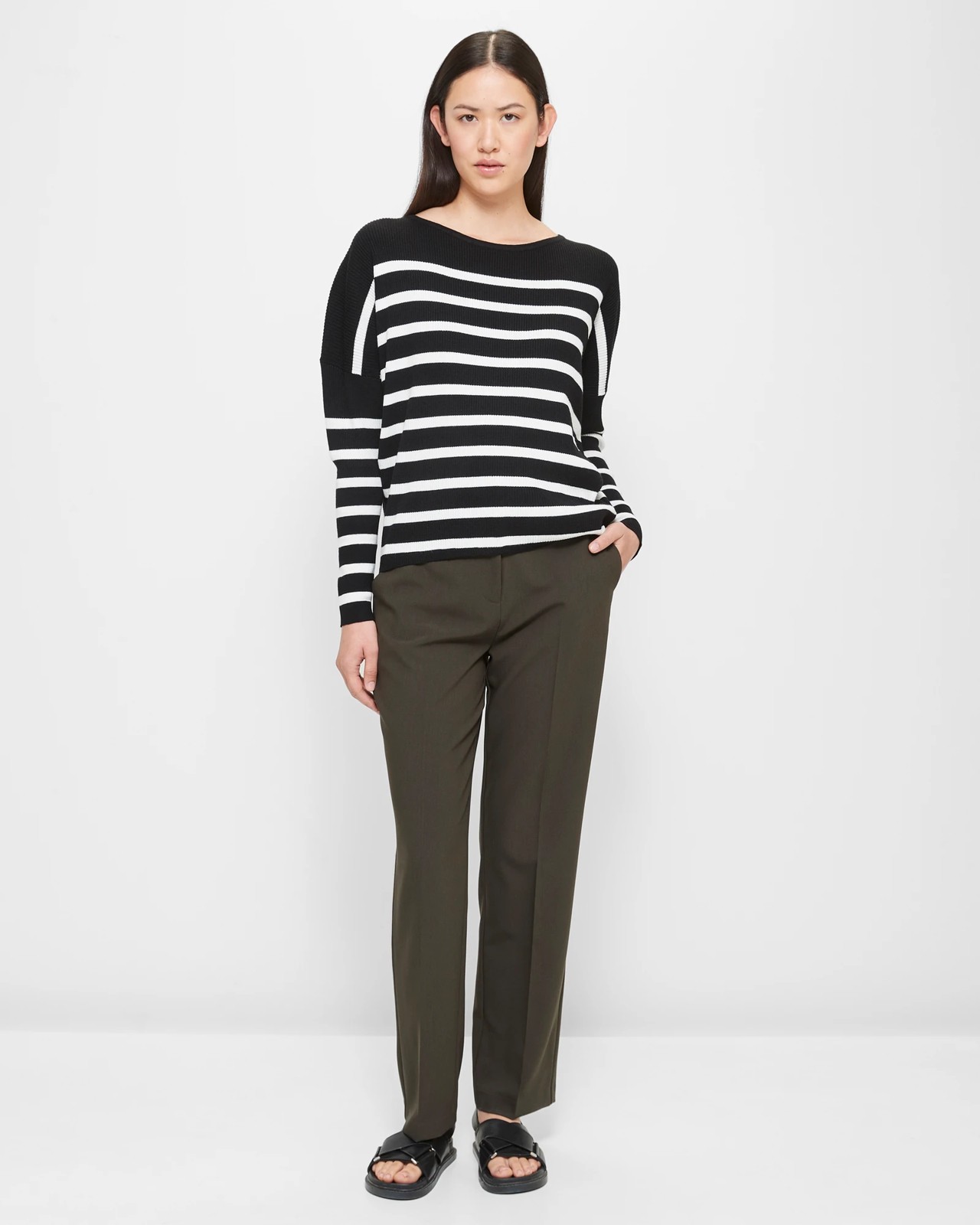 Dolman Sleeve Knit Jumper - Preview - Black / White Stripe | Target ...