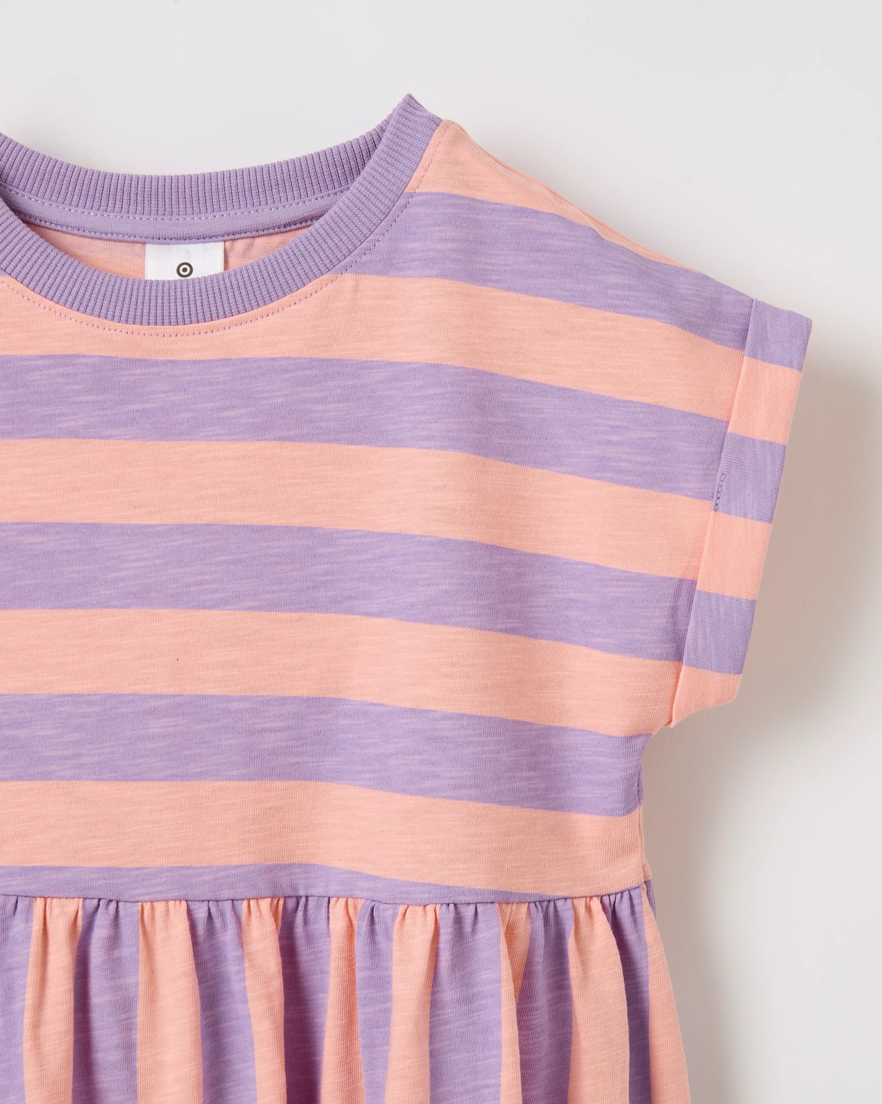 Australian Cotton Knit Dress - Purple Peach Stripe 2 of 2