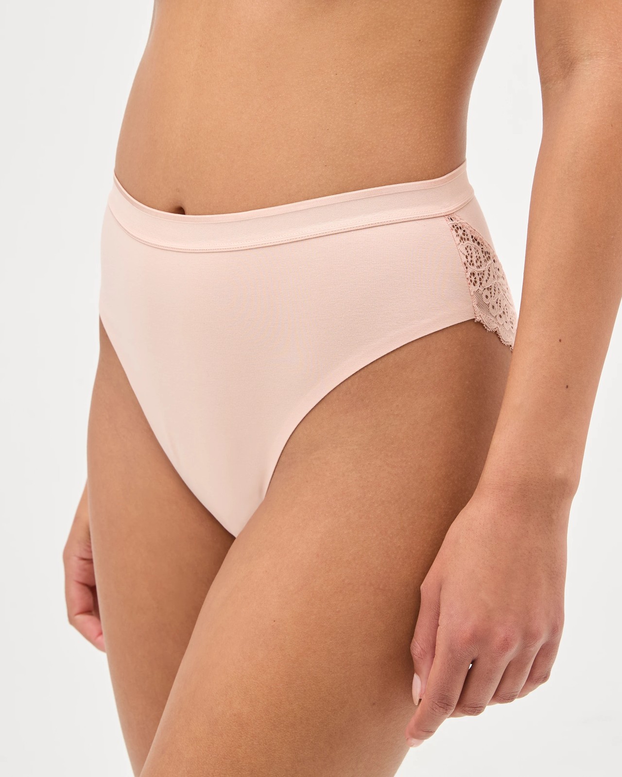 Australian Cotton Blend 2 Pack Luna Lace Light Shaping High Cut Briefs - Cameo Rose 3 of 4