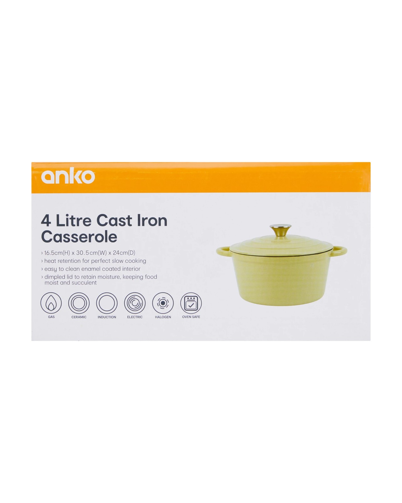 Anko 4L Cast Iron Casserole - Green 4 of 4