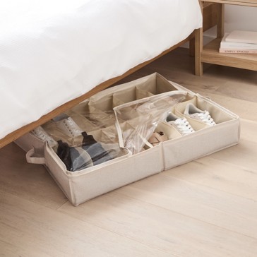 Linen Look Underbed Shoe Storage - Anko