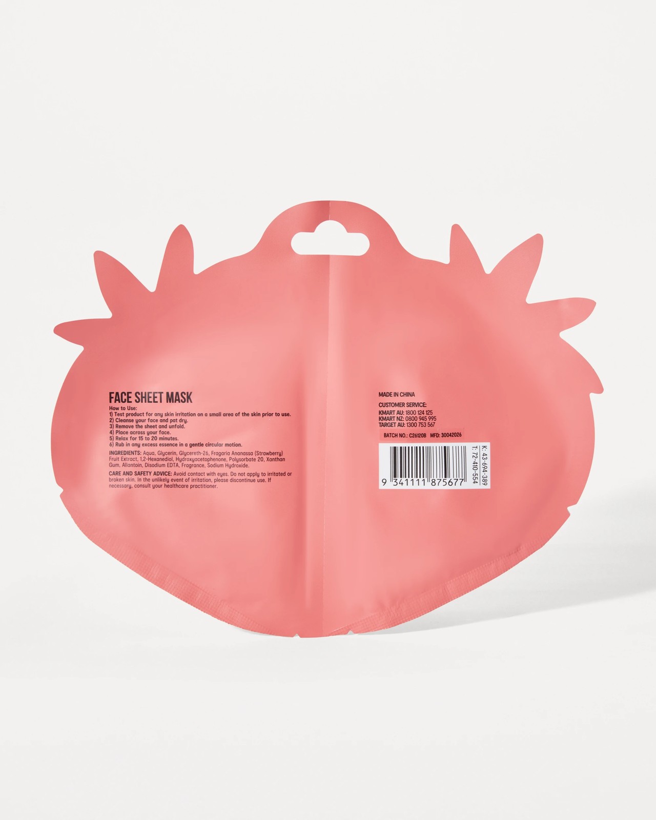 OXX Beauty Strawberry Scented Brightening Sheet Mask 2 of 2