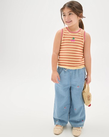Australian Cotton Fashion Striped Crochet Knit Tank Top