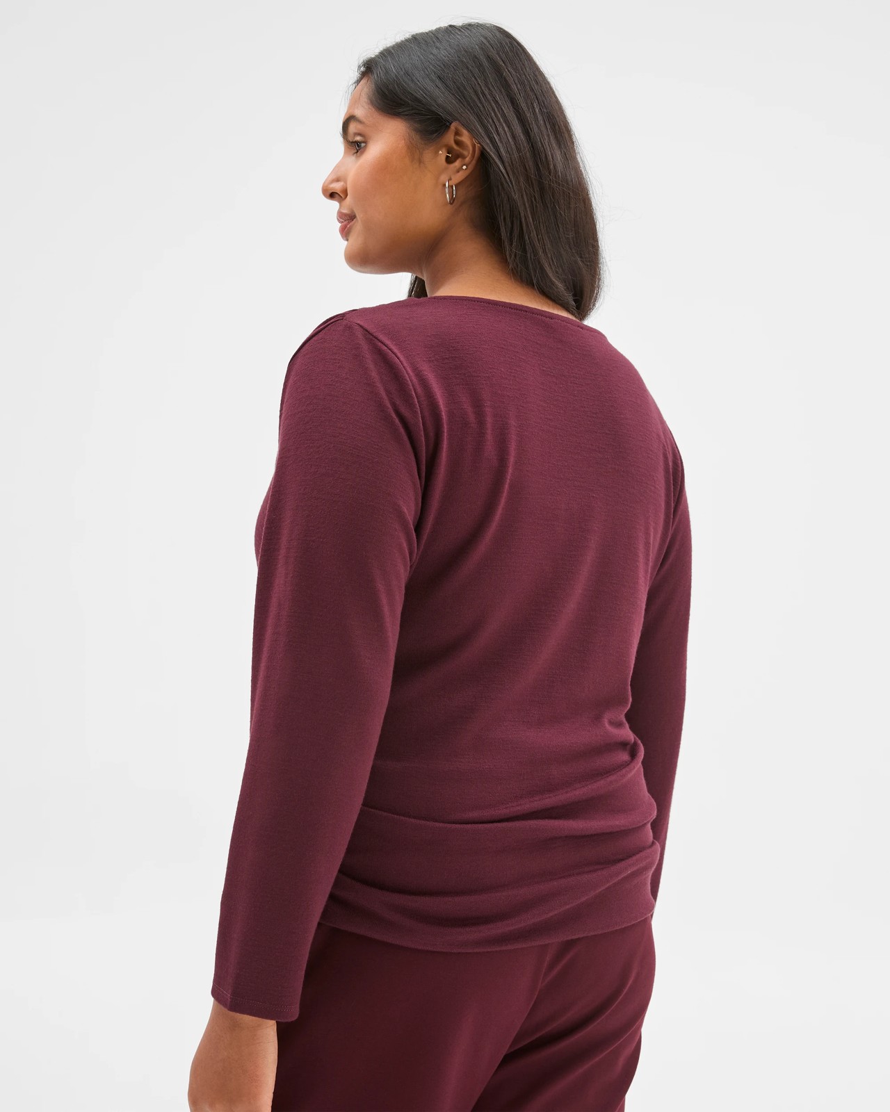 Plus Size Long Sleeve Drape Knit Top - Pinot 5 of 5