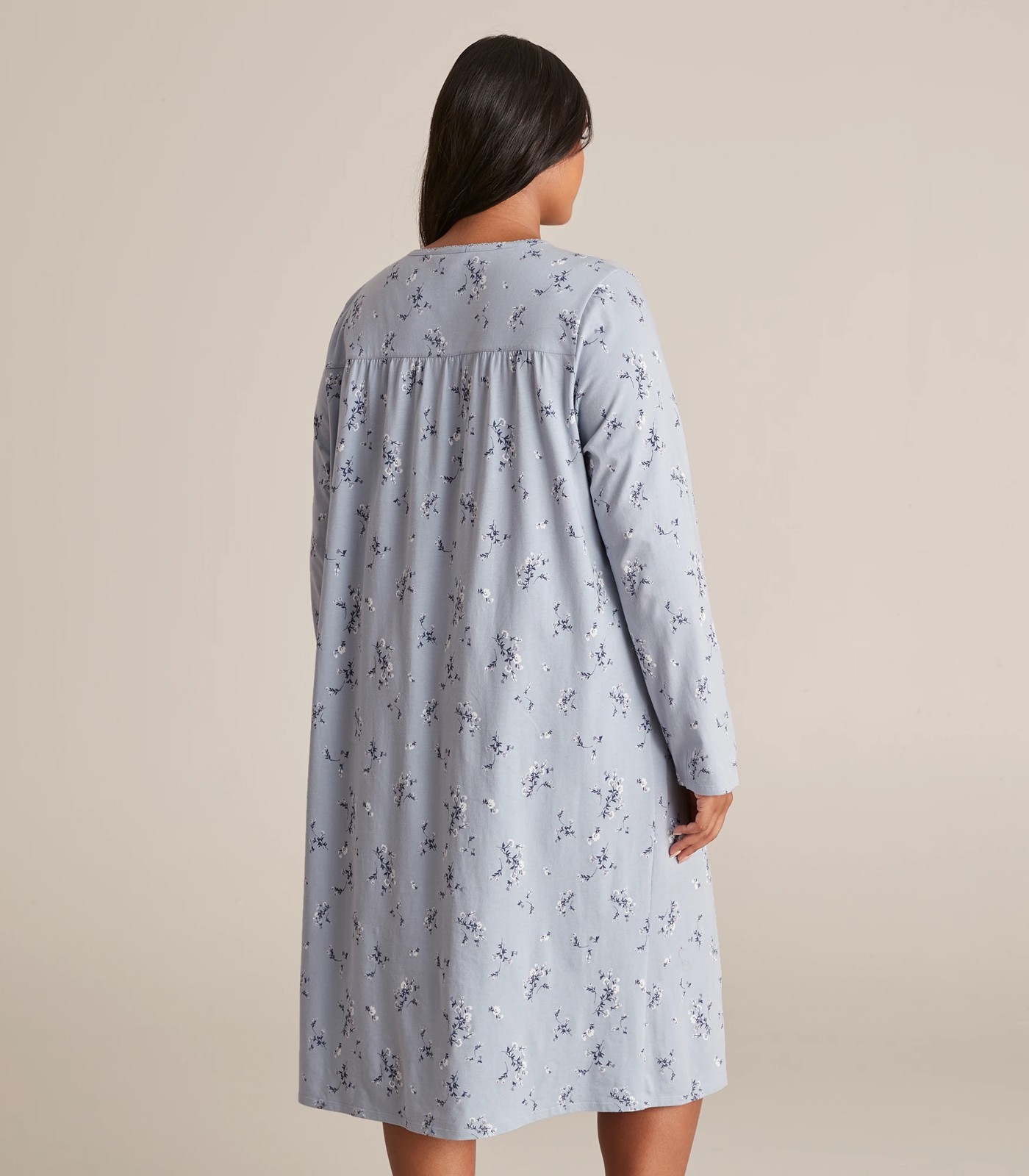 Curve Long Sleeve Traditional Pintuck Sleep Nightie