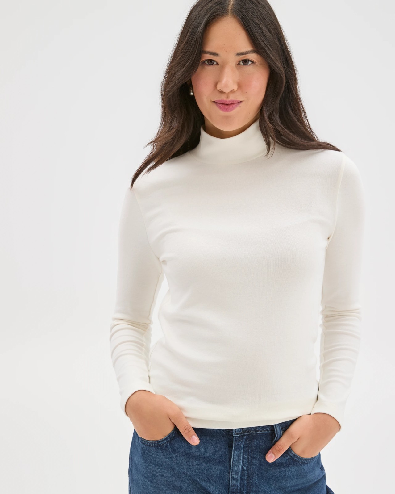 Soft Touch Long Sleeve Skivvy Top - Cloud Dancer 3 of 6