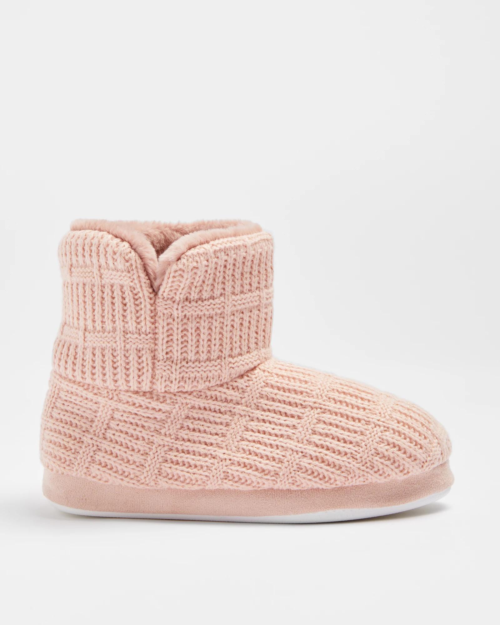 Ladies knitted slipper boots best sale