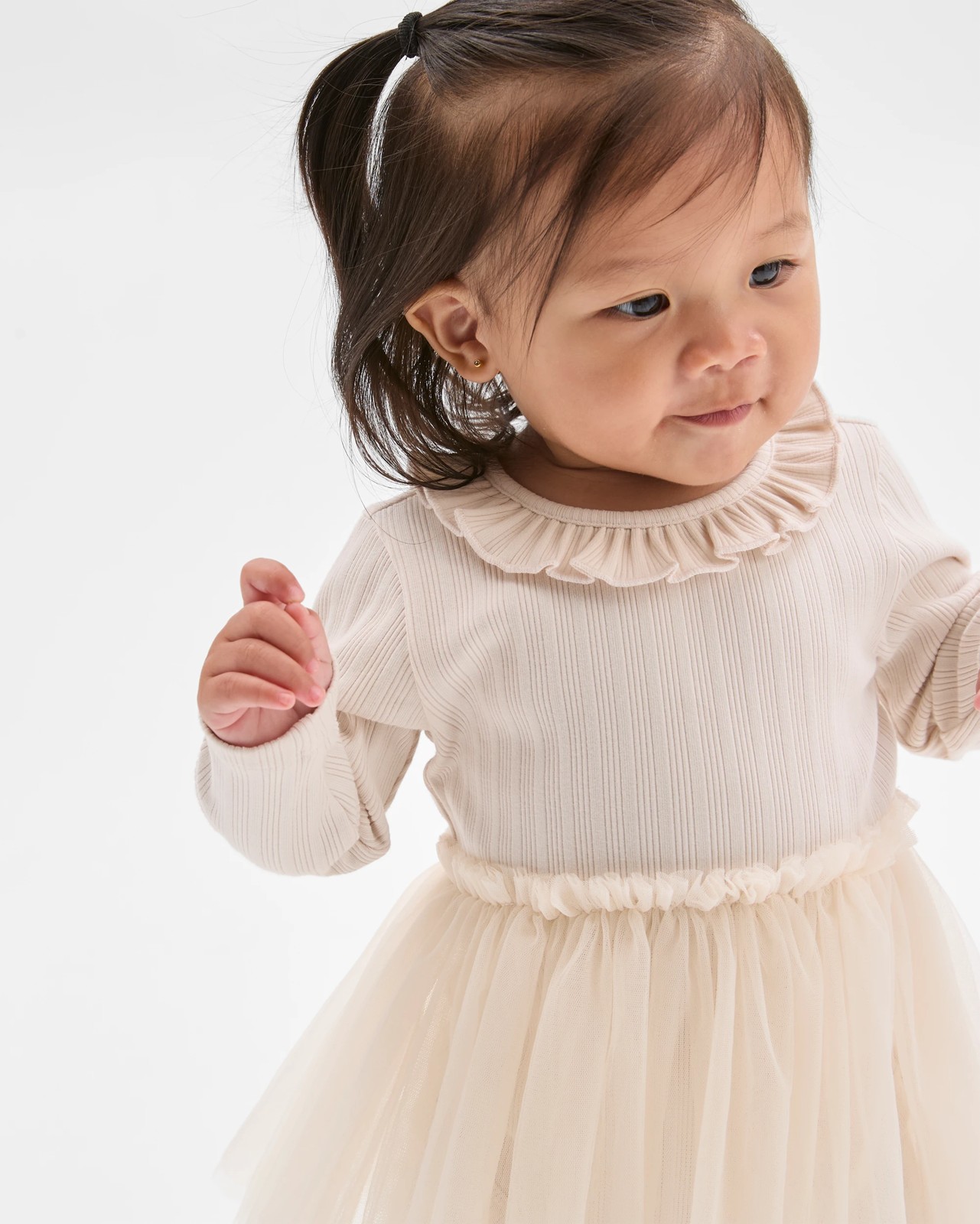 Baby Girl Long Sleeve Rib Tutu Dress Bodysuit 2 of 4