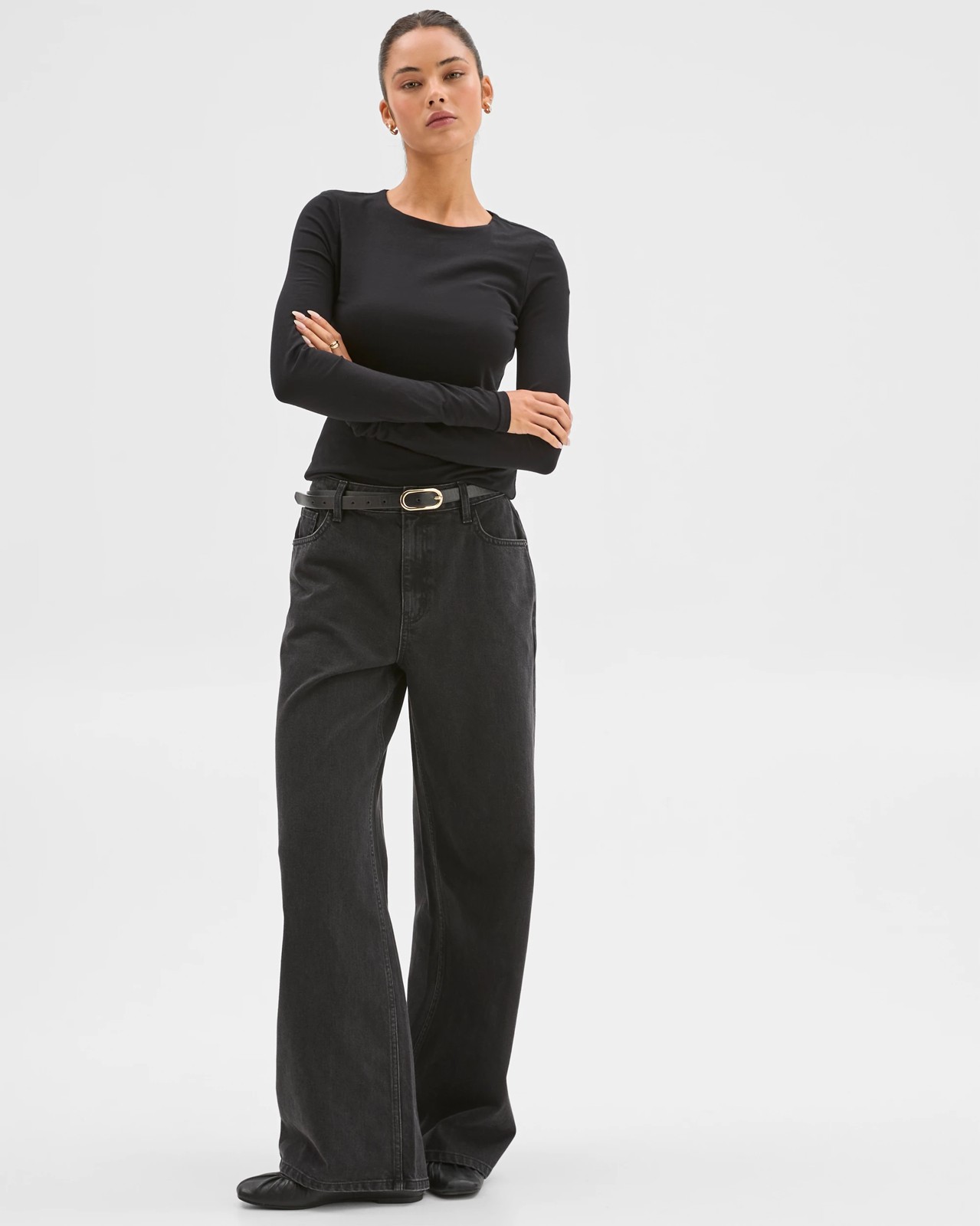 Lily Loves Australian Cotton Crew Neck Top - Black 2 of 5