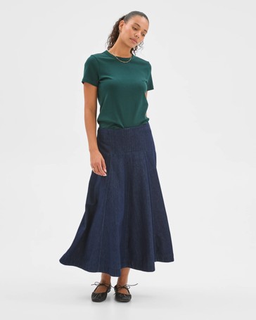Panelled Denim Maxi Skirt