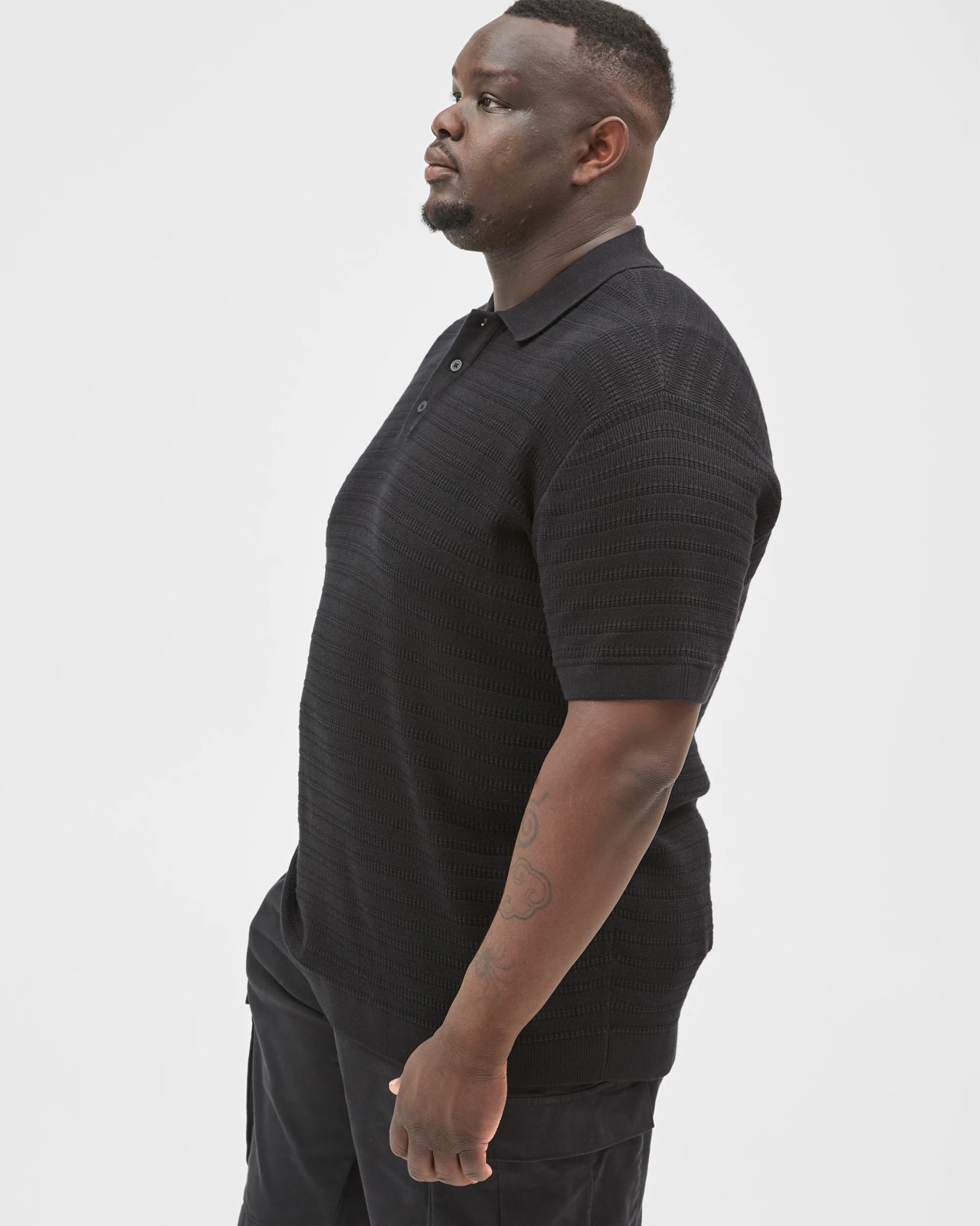 Plus Size Australian Cotton Knitted Polo Top - Black 5 of 6