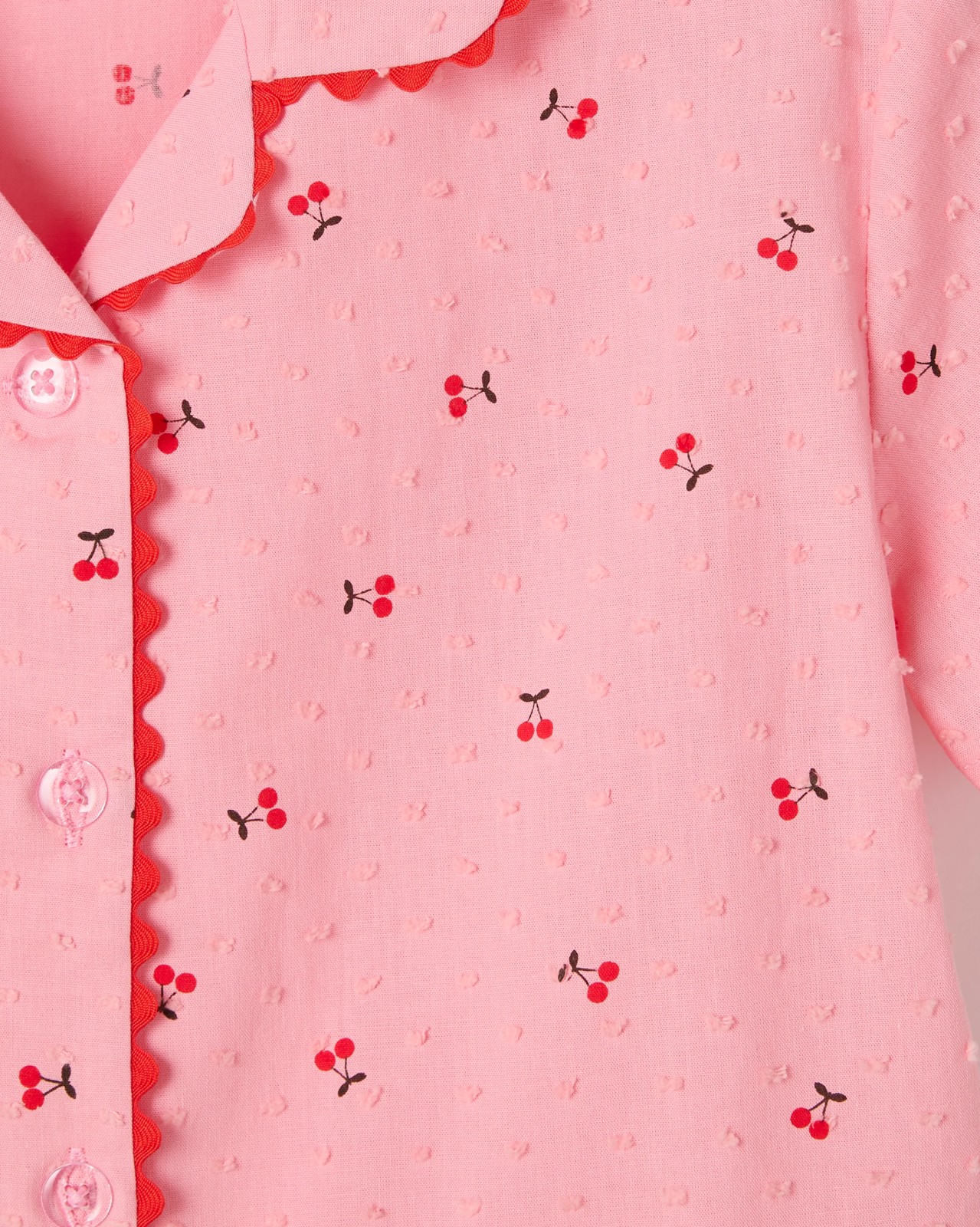 Australian Cotton Younger Girls Ric Rac Shorts Pyjama Set - Cherry 6 of 6