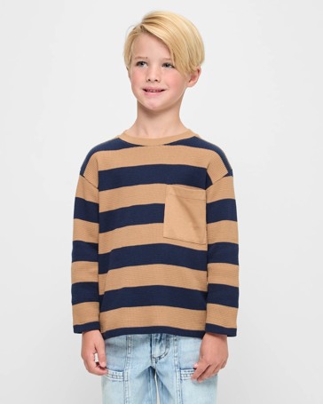 Australian Cotton Waffle Stripe Top