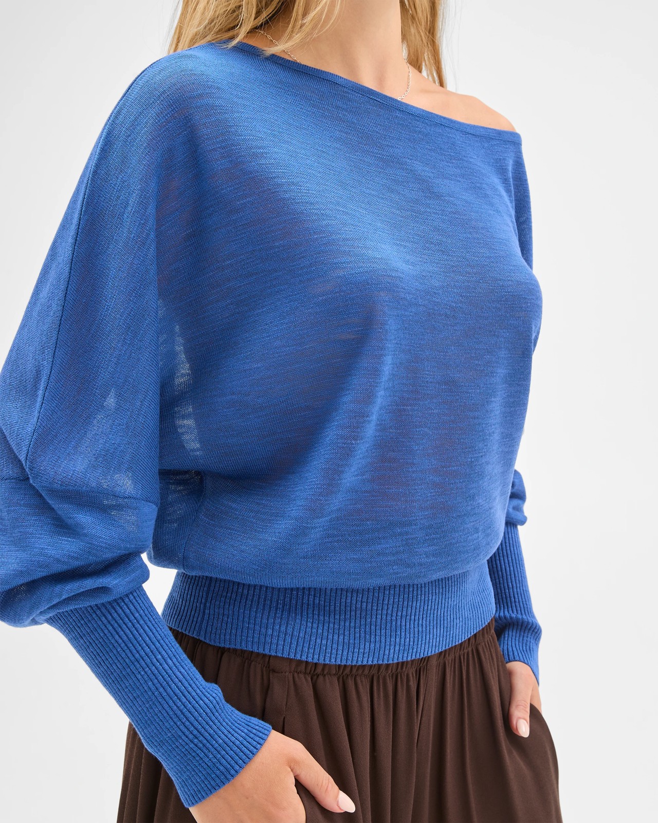 Lily Loves Slub Off Shoulder Knit Top - Iris Blue 4 of 6