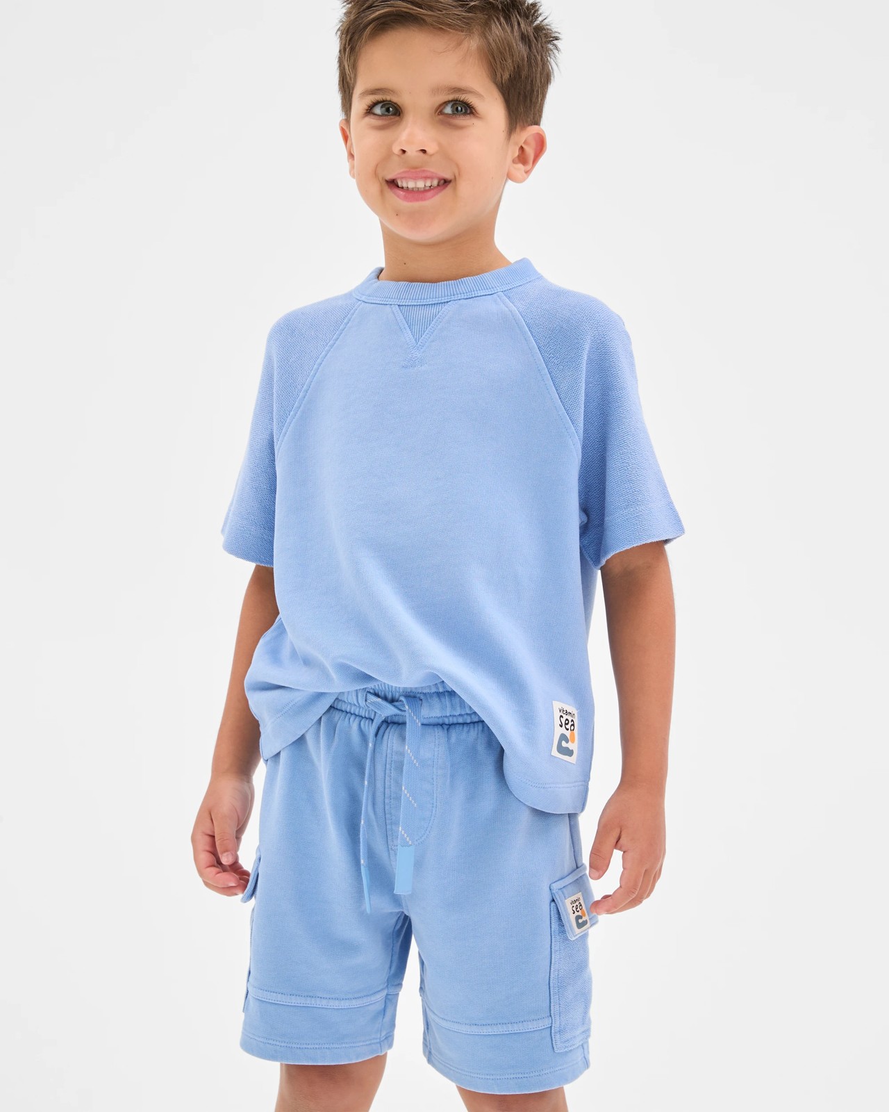 Australian Cotton Washed Shorts - Blue 3 of 5