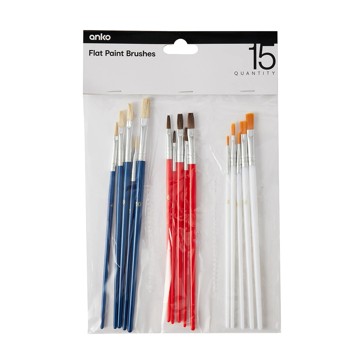 Flat Brush Set, 15 Pack - Anko